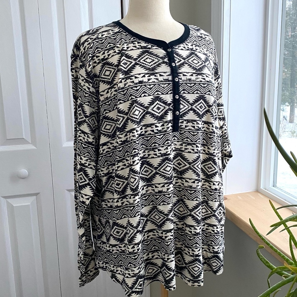 Ralph Lauren CHAPS Aztec Print Long Sleeved TShirt size 3X